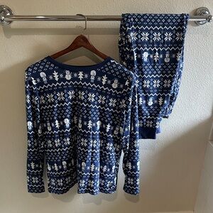 Women's Snowflake Pajama Set - Navy Blue